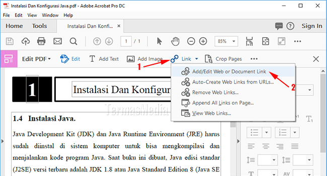 Membuat tautan (link) di file PDF dengan adobe acrobat