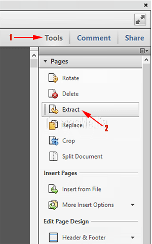 Mengektrak halaman tertentu file PDF menggunakan Adobe Acrobat