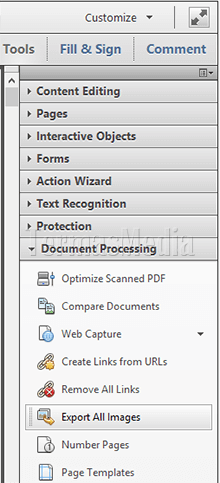 Mengekstrak semua gambar dari file PDF menggunakan Adobe Acrobat
