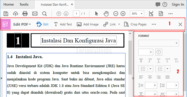 Memformat teks di dokumen PDF menggunakan Adobe Acrobat