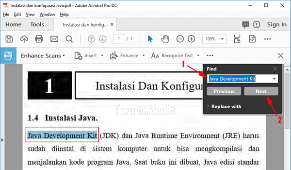 Membuat konten PDF dapat dicari (searchable) dengan Adobe Acrobat