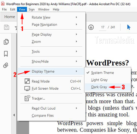 Mengaktifkan Dark Mode Gelap Adobe Acrobat Pro