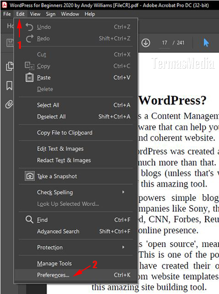 Mengaktifkan Dark Mode Gelap Adobe Acrobat Pro