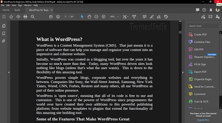 Mengaktifkan Dark Mode Gelap Adobe Acrobat Pro