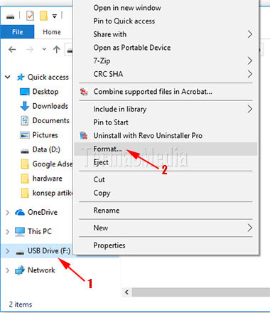 Memformat USB flash drive dan keuntungan melakukan pemformatan