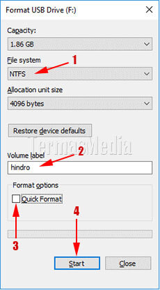 Memformat USB flash drive dan keuntungan melakukan pemformatan