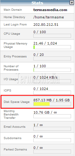 Cara melihat pemakaian disk space di hosting melalui cPanel