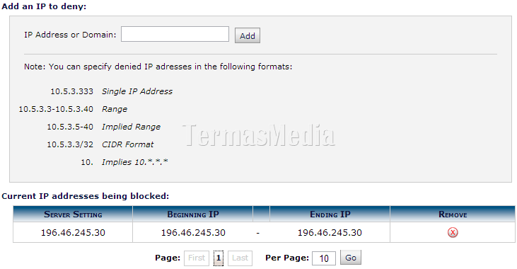 Mencegah akses ke website dengan IP Deny Manager