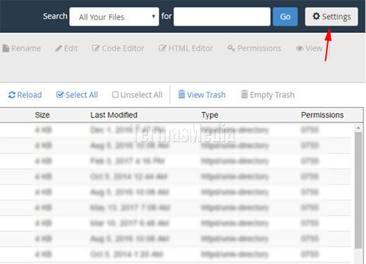 Menampilkan file-file tersembunyi (hidden files) di cPanel