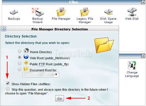 Menampilkan file-file tersembunyi (hidden files) di cPanel