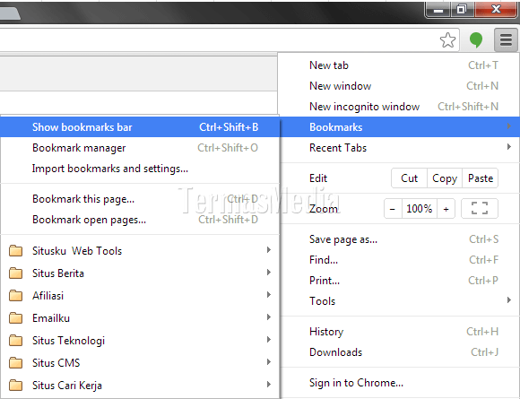 Menambahkan bookmark di browser Google Chrome