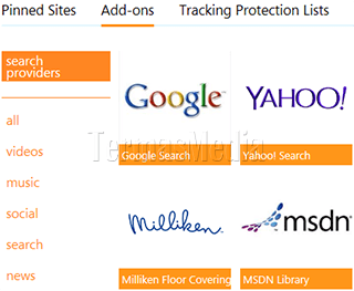 Menambahkan mesin telusur (search engine) di Internet Explorer 11