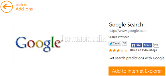 Menambahkan mesin telusur (search engine) di Internet Explorer 11