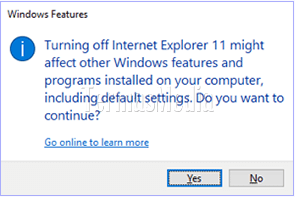 Mematikan (turn off) browser Internet Explorer di Windows 10