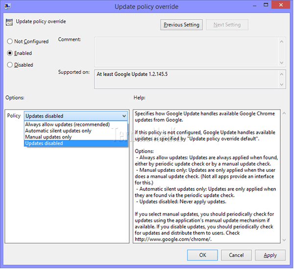 Menonaktifkan pembaruan (update) otomatis Google Chrome