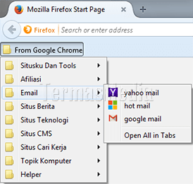 Mozilla Firefox: cara mengimpor bookmark dari Google Chrome
