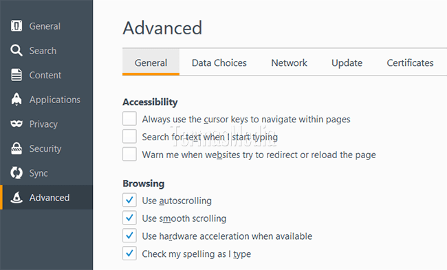 Menonaktifkan pembaruan (update) otomatis di Mozilla Firefox