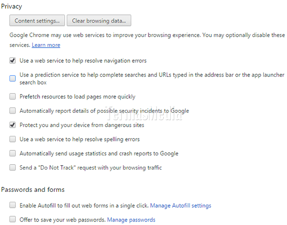 Menonaktifkan saran pencarian (search suggestion) di Google Chrome