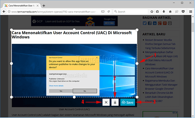 Menggunakan fitur Firefox Screenshot di Browser Mozilla Firefox