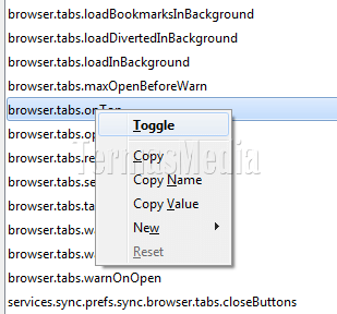 Menempatkan tab di bawah address bar di browser Mozilla Firefox