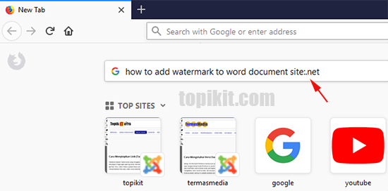 Menampilkan hasil pencarian mesin telusur dari situs dengan domain tertentu