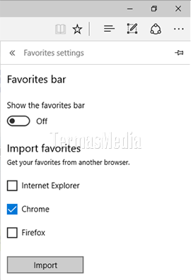 Mengimpor (import) bookmark dari browser lain ke browser Microsoft Edge