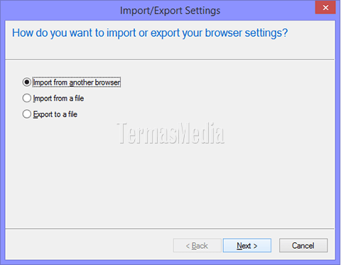 Mengimpor bookmark dari Google Chrome ke Microsoft Internet Explorer