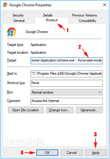 Mengaktifkan mode gelap browser Google Chrome di Windows 10