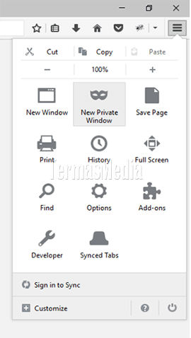 Menggunakan fitur Private Browsing di browser Mozilla Firefox