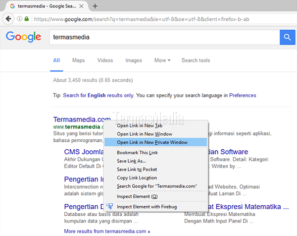 Menggunakan fitur Private Browsing di browser Mozilla Firefox