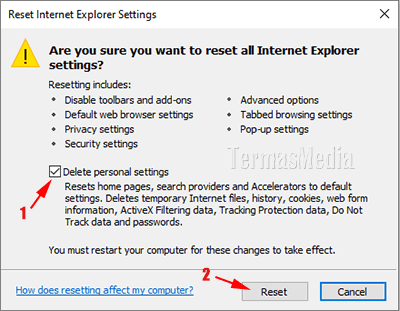 Mengembalikan browser Microsotf Internet Explorer ke pengaturan default
