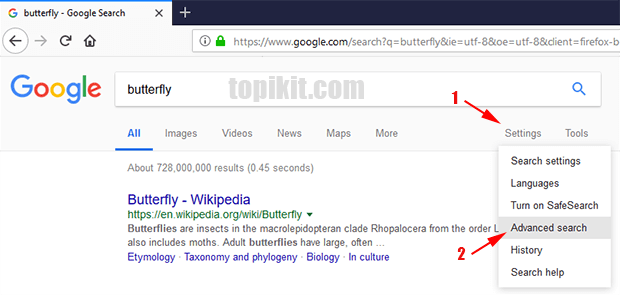 Menggunakan fitur pencarian lanjutan di mesin telusur (search engine) Google