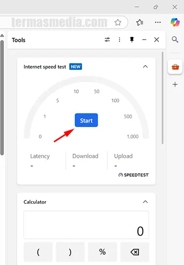 Menggunakan fitur internet speed test browser Microsoft Edge