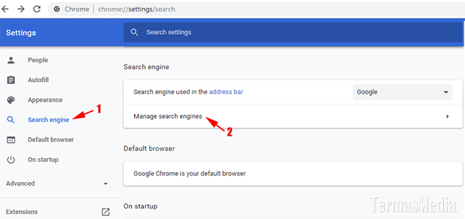 Mengganti mesin pencari browser Google Chrome dengan Kiddle