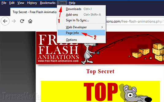 Mengunduh download file flash swf menggunakan web browser Mozilla Firefox