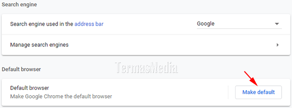 Menjadikan Google Chrome sebagai browser default