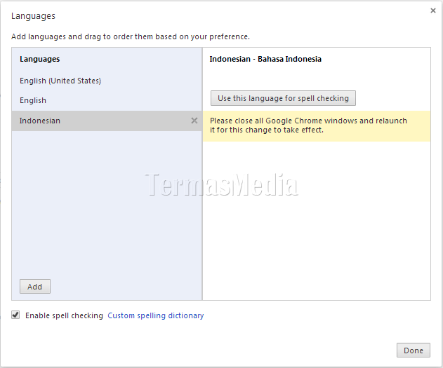 Mengubah setelan bahasa di peramban Google Chrome