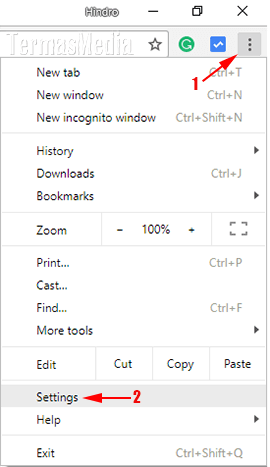 Merubah ukuran font di peramban Google Chrome