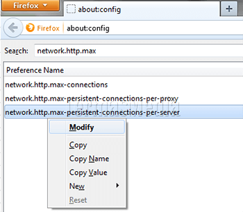 Mengubah batasan jumlah file yang diunduh serentak di Mozilla Firefox