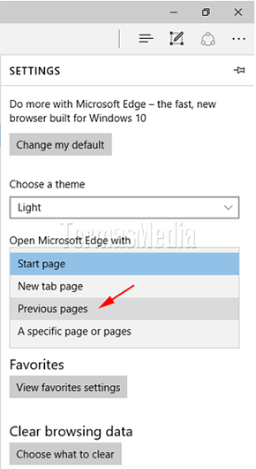 Menjalankan kembali browser dengan membuka semua tab dari sesi terakhir