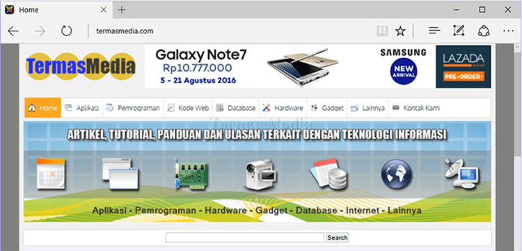 Menampilkan tombol Home browser Microsoft Edge
