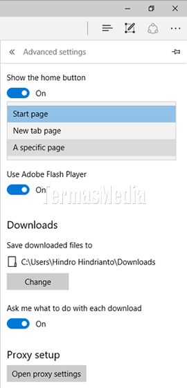 Menampilkan tombol Home (Home button) di browser Microsoft Edge