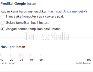 Mengubah jumlah tampilan hasil pencarian per halaman di Google Chrome