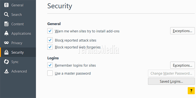 Menampilkan password akun di Mozilla Firefox dan cara pengamanannya
