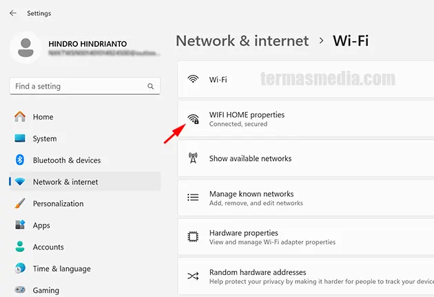 Menonaktifkan koneksi otomatis perangkat ke Wi-Fi di Windows 11