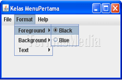 Contoh program Java kelas JRadioButtonMenuItem