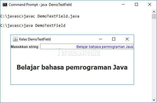Penanganan Event kelas JTextField di bahasa pemrograman Java