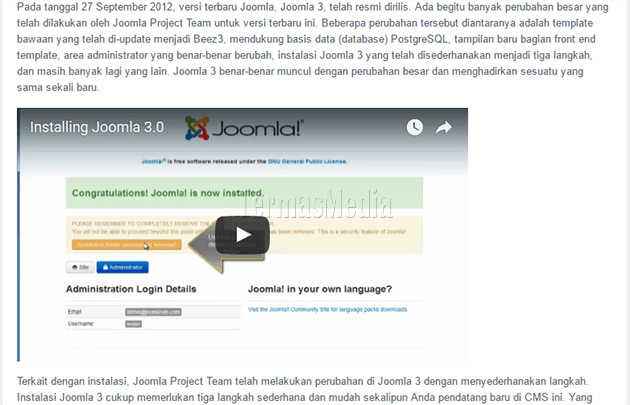 Menambahkan video Youtube ke artikel Joomla