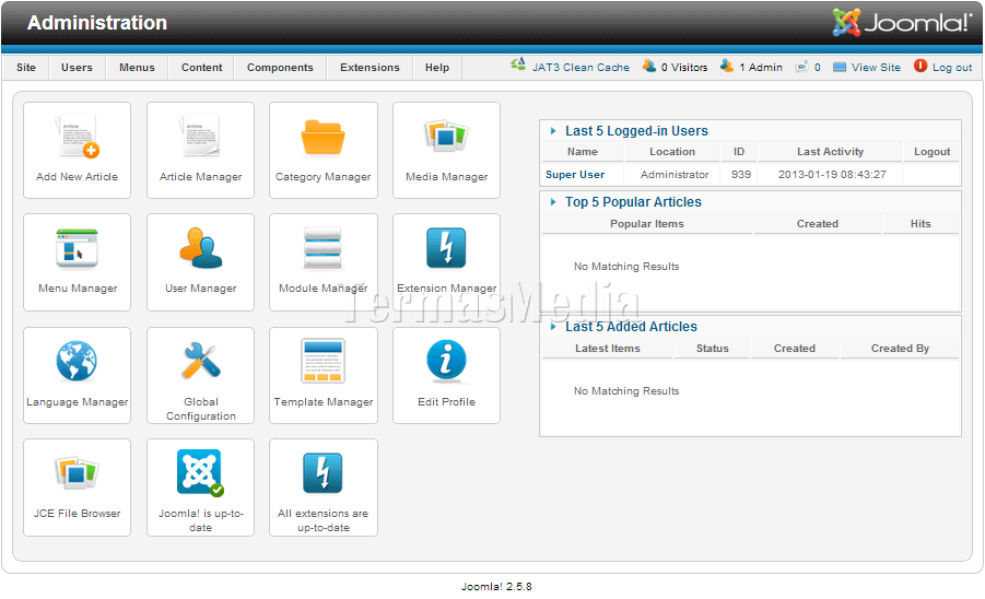 Mengubah template area administrator (backend) Joomla