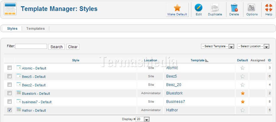 Mengubah template area administrator (backend) Joomla